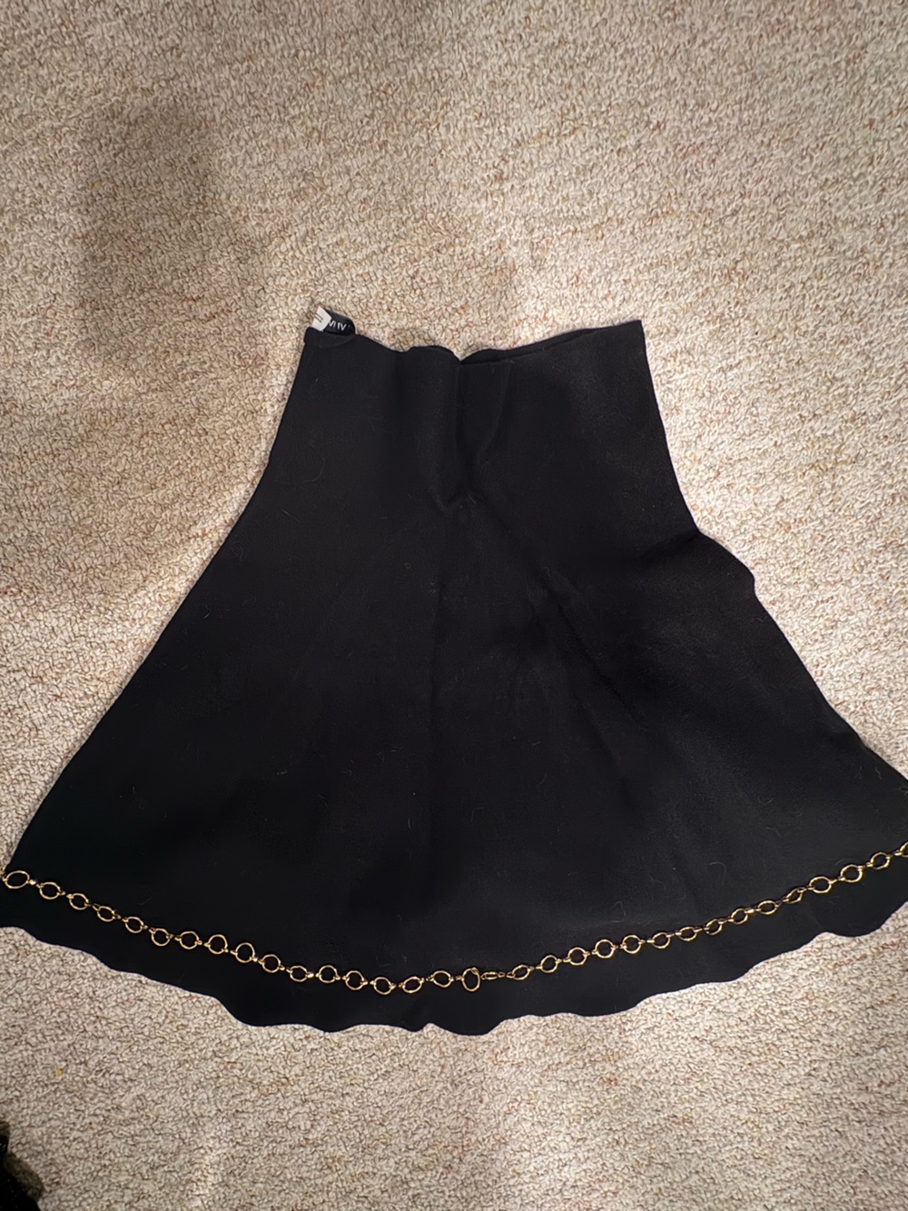 Zara Black Circle Skirt with Gold Chain Trim
